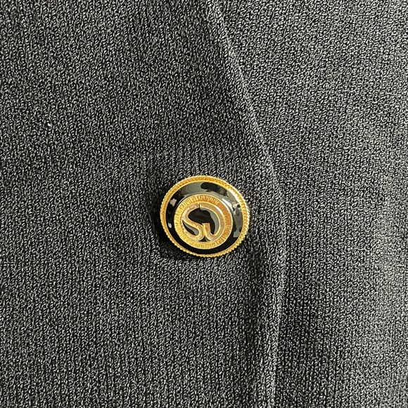 St John Knit Cardigan Jacket Collarless Black Santana Knit Basics Vintage 90s - Picture 6 of 7